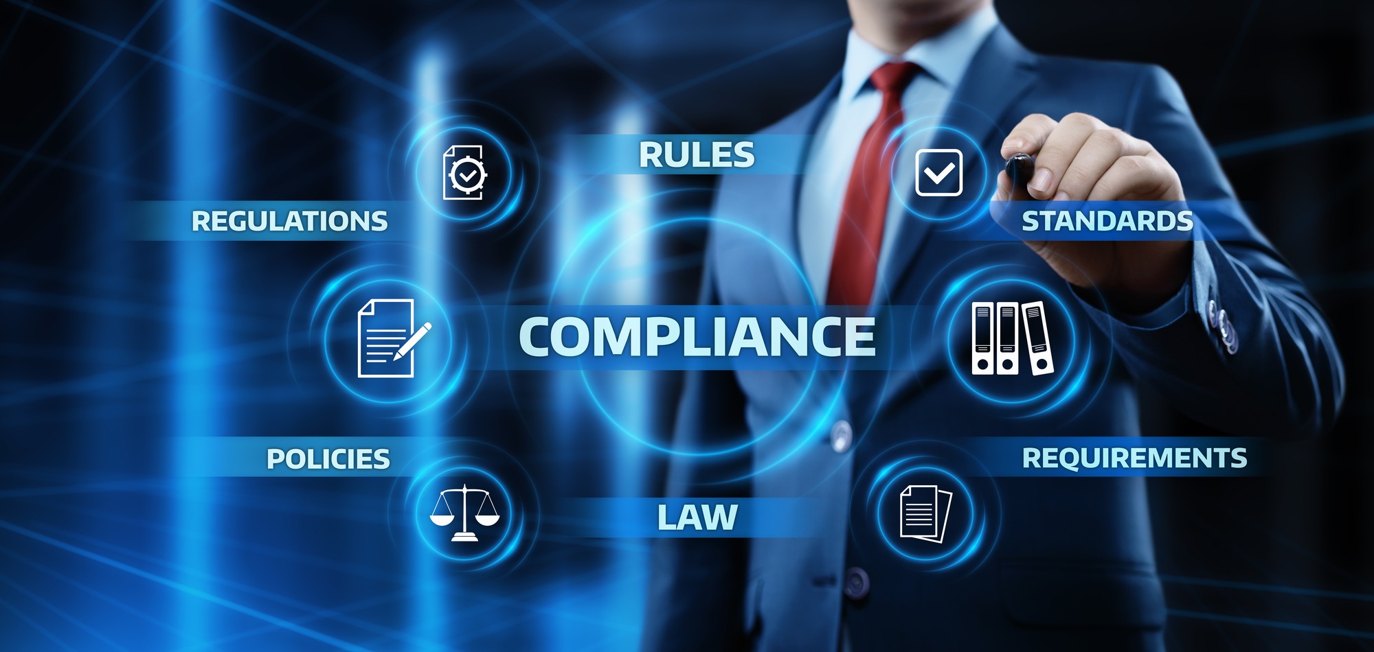 Compliance Rules Law Regulation Policy Business Technology concept.